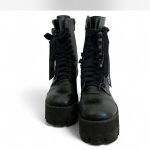 Poster Girl - Black Platform Lace-Up Combat Boots